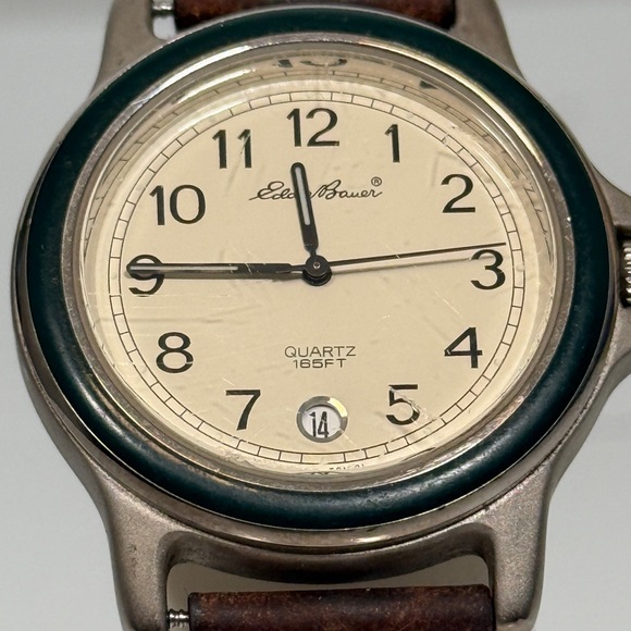 Eddie Bauer Other - Eddie Bauer Field Watch Green Bezel Cream Dial New Battery